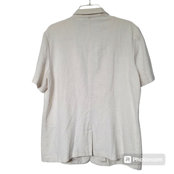 Sag Harbor Stretch Cream Short Sleeve Single Button Notch Collar Blazer Size 14 - Picture 2 of 6